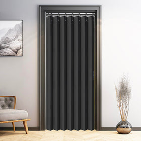Vatge tieback-enabled curtain for adjustable openness and layout flexibility.