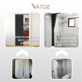 Vatge pleated panel creates space definition without a door.