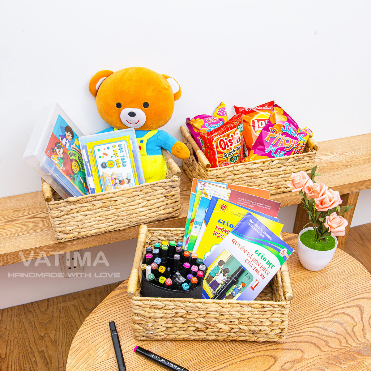 VATIMA Hyacinth basket desk organization for neat workspace