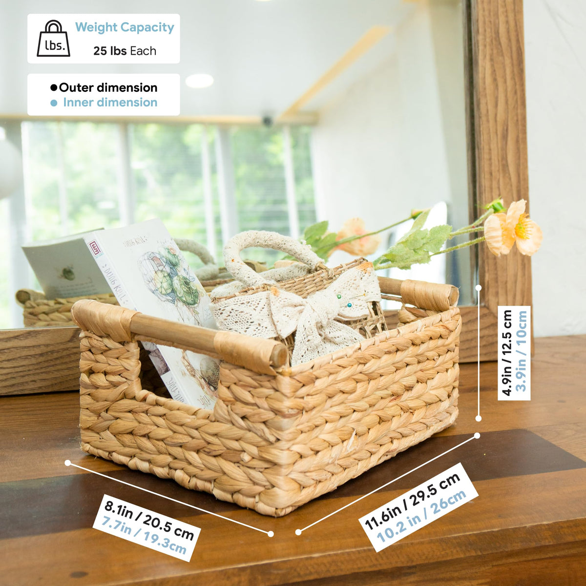 VATIMA rectangular basket 11.6x8.1 inches fits drawers and desks.