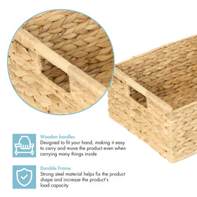 VATIMA rectangular wicker basket in natural tone for clutter-free spaces