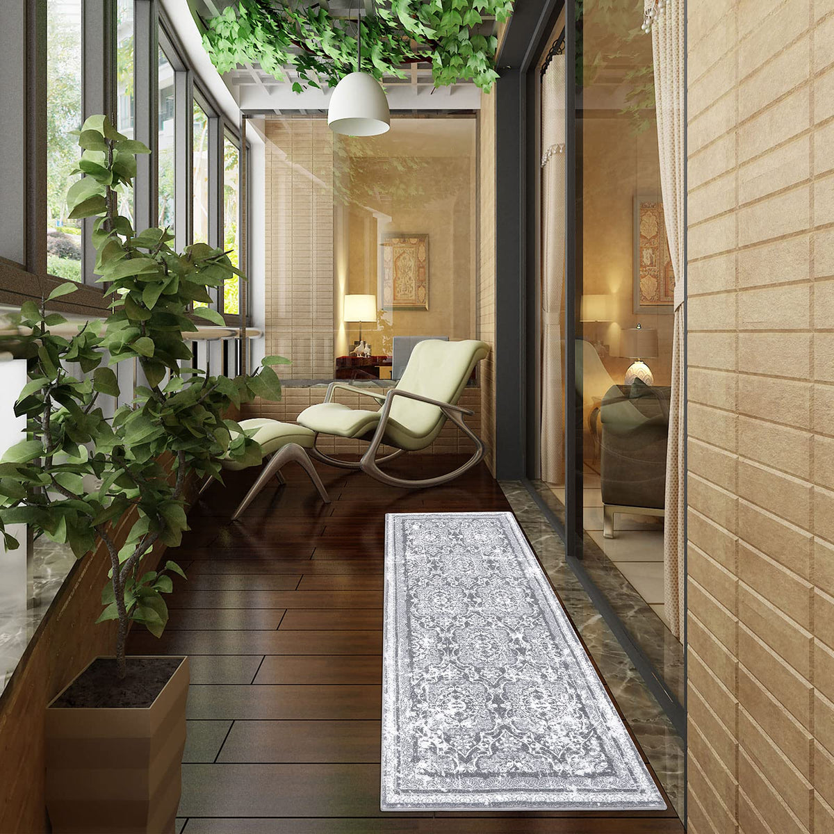 Vaukki kitchen and bathroom area rug with quick-drying fibers