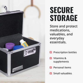 Vaultz three-digit combination lock provides secure access without keys while traveling.