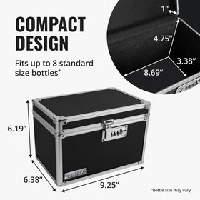 Vaultz locking medicine box compact size fits on shelves.