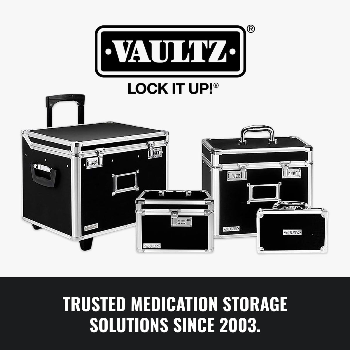 Vaultz locking medicine box secure latch ensures reliable closure.