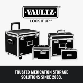Vaultz locking medicine box secure latch ensures reliable closure.