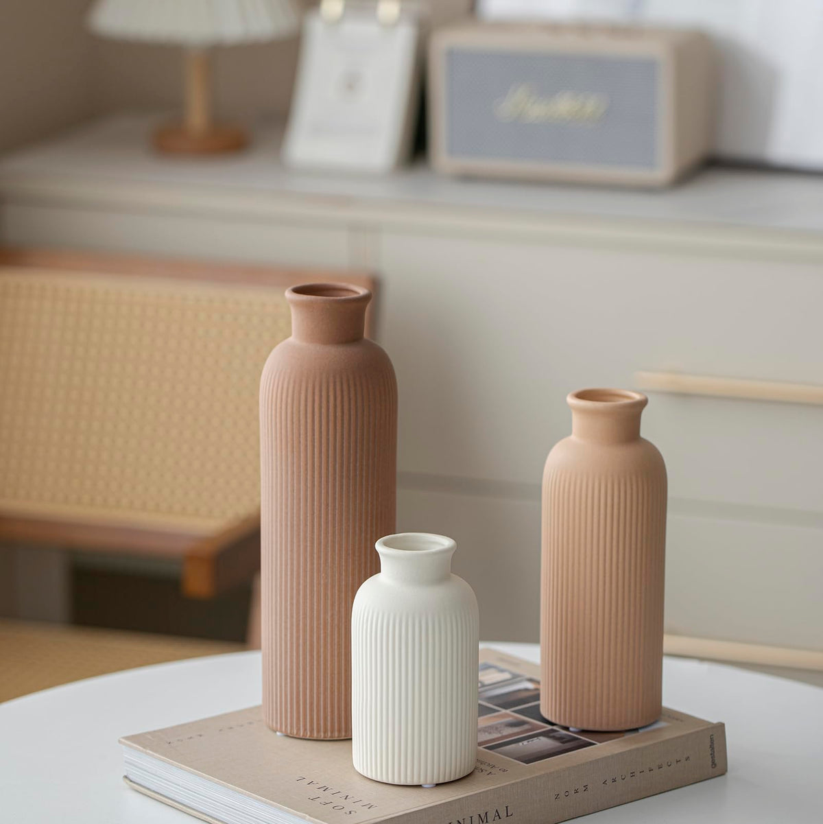 Vaurcesa matte finish ceramic vases pair with rustic and modern decor.