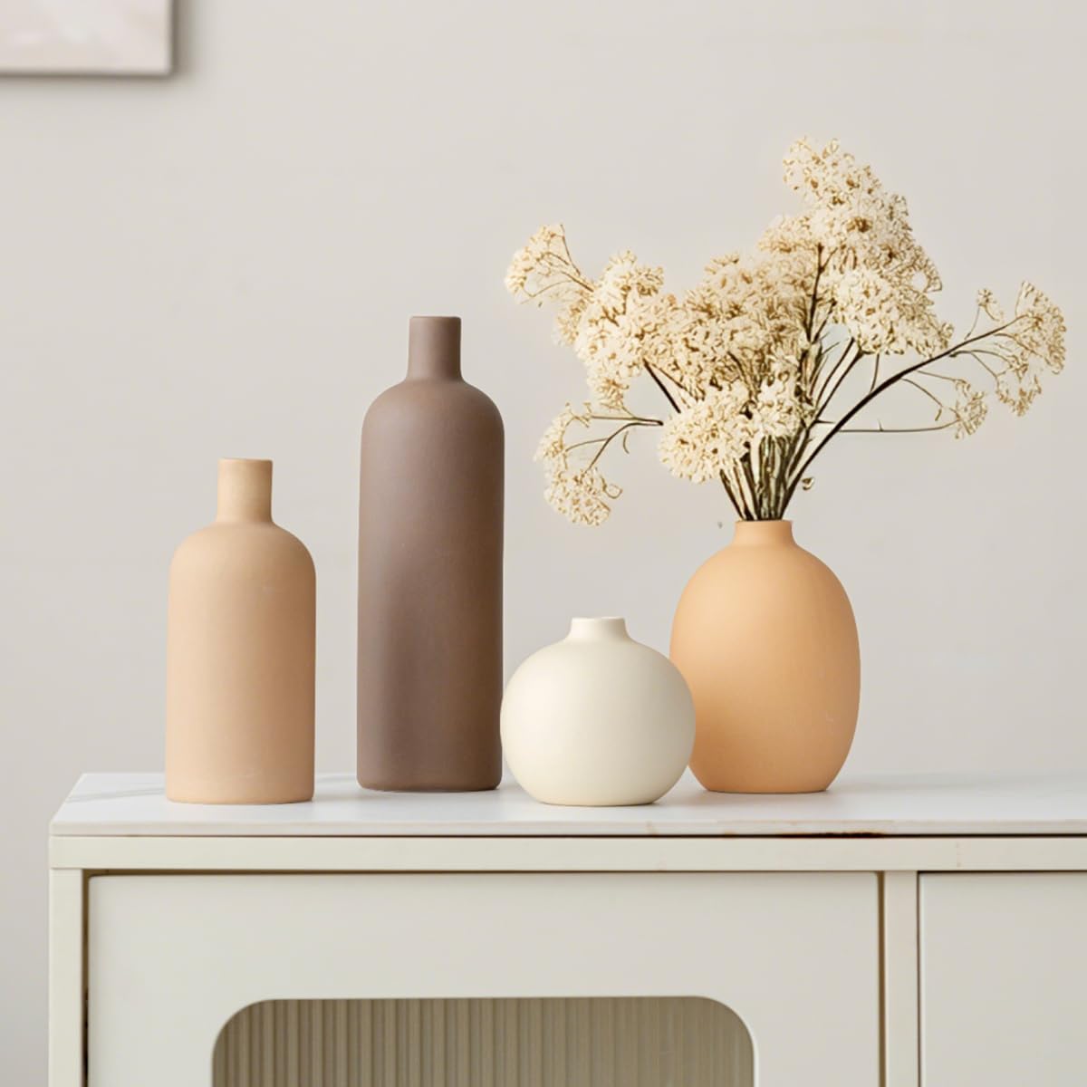 Vaurcesa cacao brown ceramic vase adds grounded sophistication to a mantel