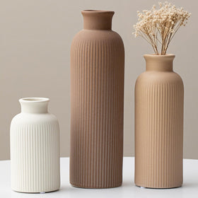 Vaurcesa modern ceramic vase set in coffee tones, ideal for fresh flowers.