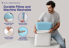 Vaverto Queen pillow gel cooling feature closeup improving temperature regulation.