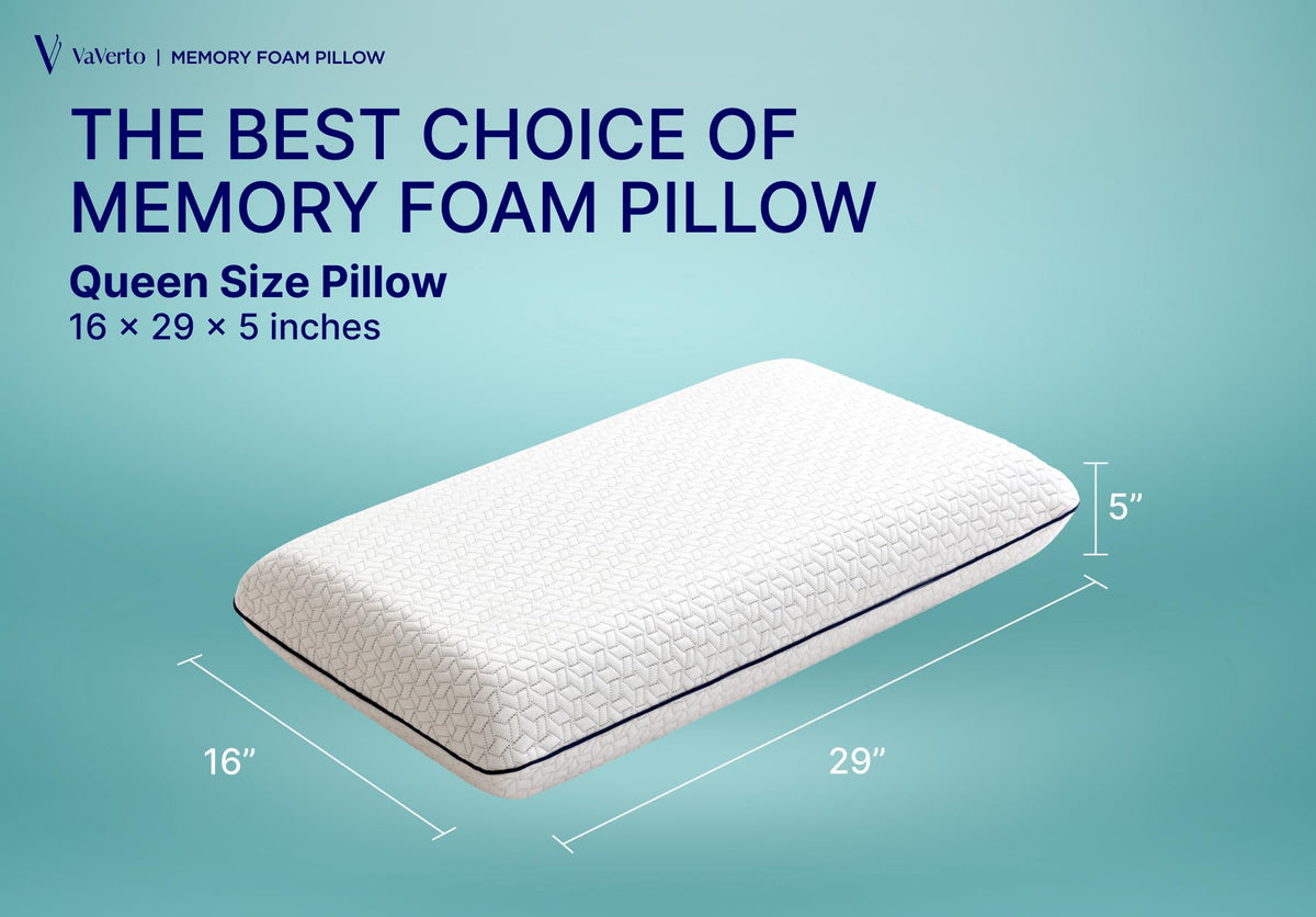 Vaverto Queen memory foam pillow open-cell foam boosts airflow for cooler nights.