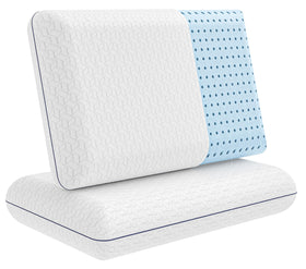 Vaverto Queen memory foam pillow pack, front view, designed for coordinated bedroom comfort.