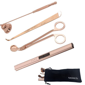 VAVICO rose gold candle care kit with wick trimmer and snuffer