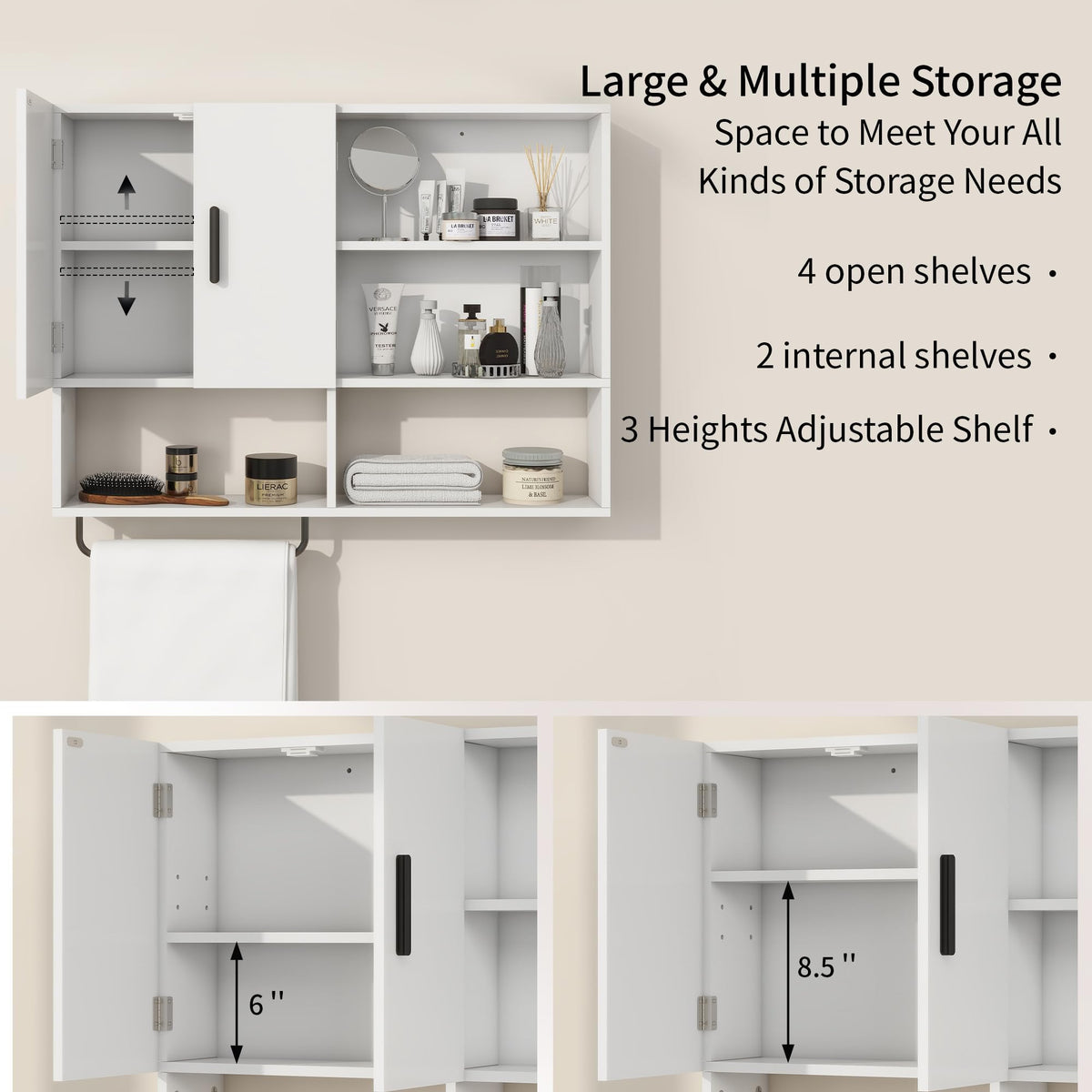 Vavkorkula cabinet shelf adjustable for toiletries and essentials.