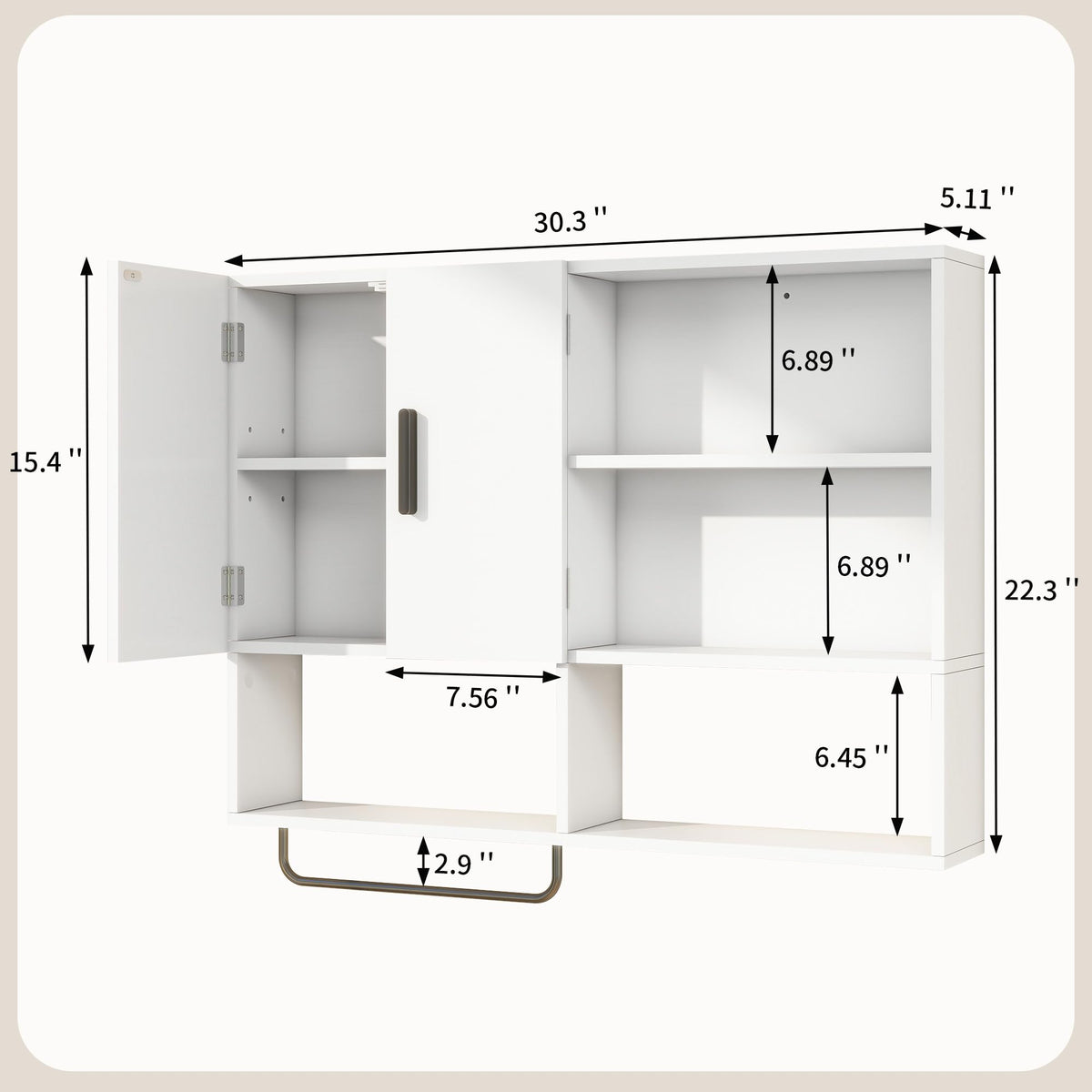 Vavkorkula wooden bathroom cabinet front view with smooth finish and humid-room durability.