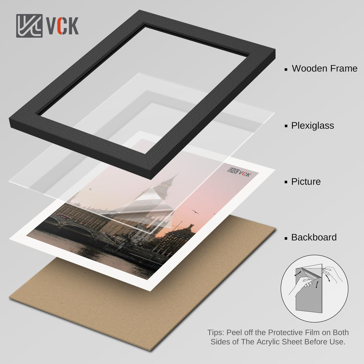 VCK 24x36 poster frame ready for horizontal or vertical hanging.