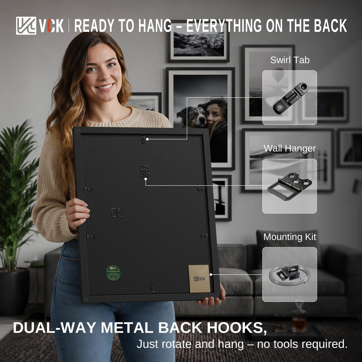 VCK 24x36 poster frame packaging with corner pads ensures safe shipping.