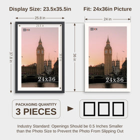 VCK 24x36 poster frame with clear perspex panel protects photos from dust.
