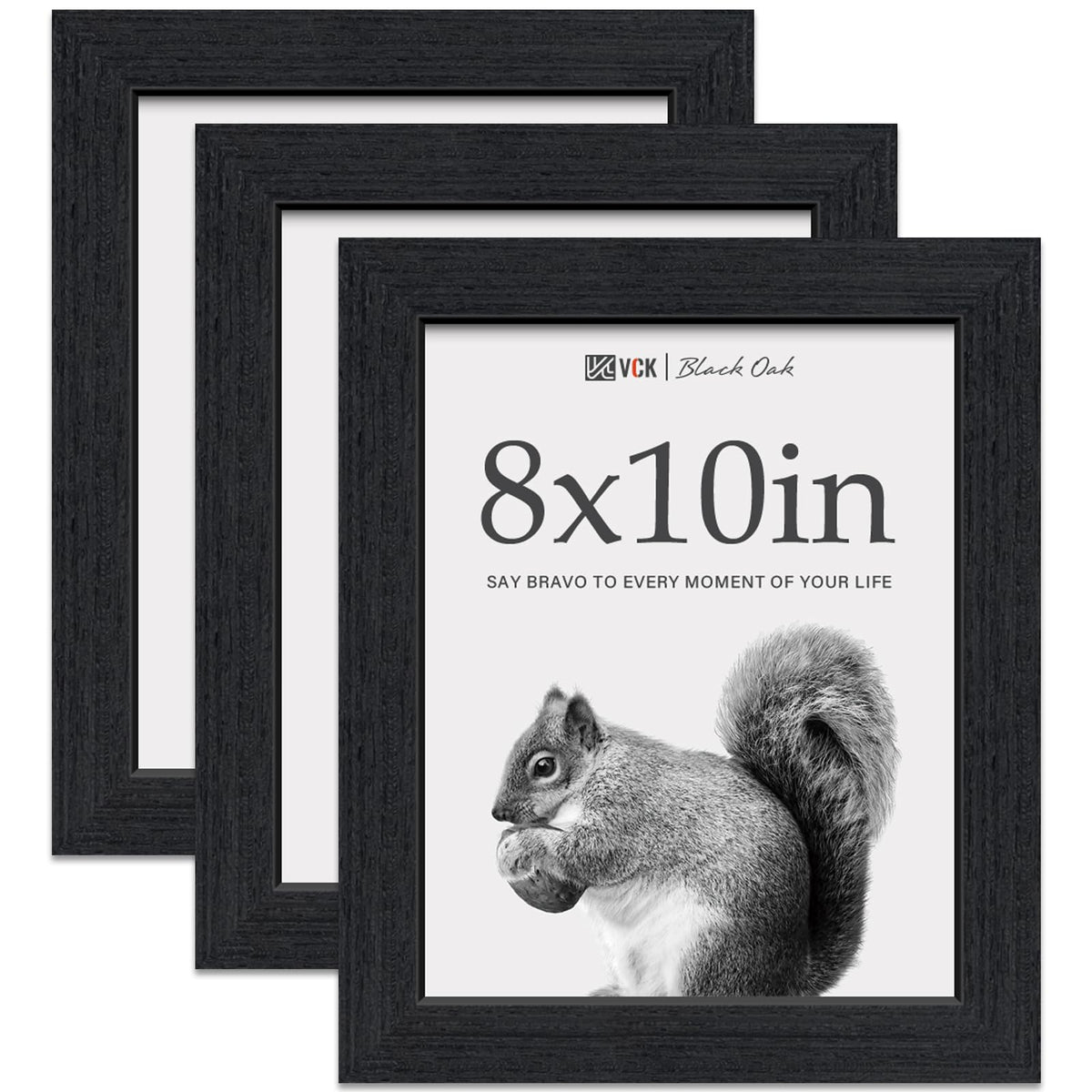 VCK 8x10 black oak frame front view for tabletop display
