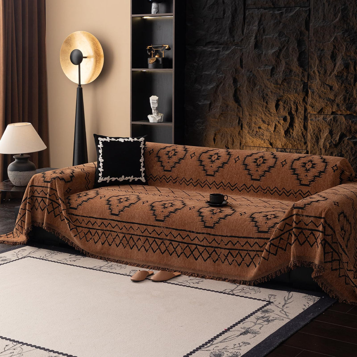VClife Bohemian sofa cover with geometric pattern elevates decor and flair.