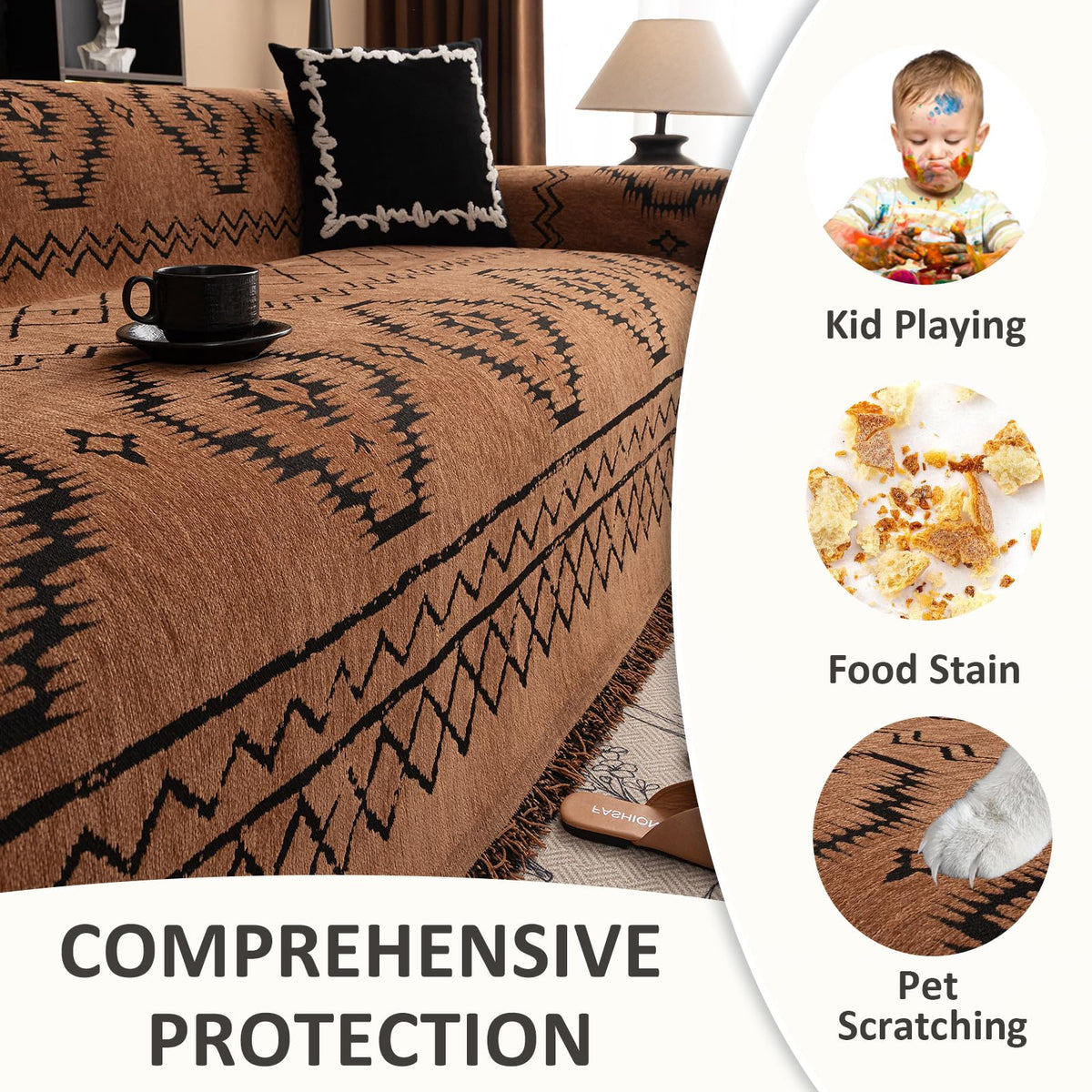 VClife chenille sofa cover texture on a 2-seat sofa for comfort and fit.