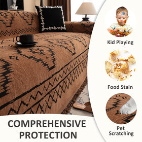 VClife chenille sofa cover texture on a 2-seat sofa for comfort and fit.