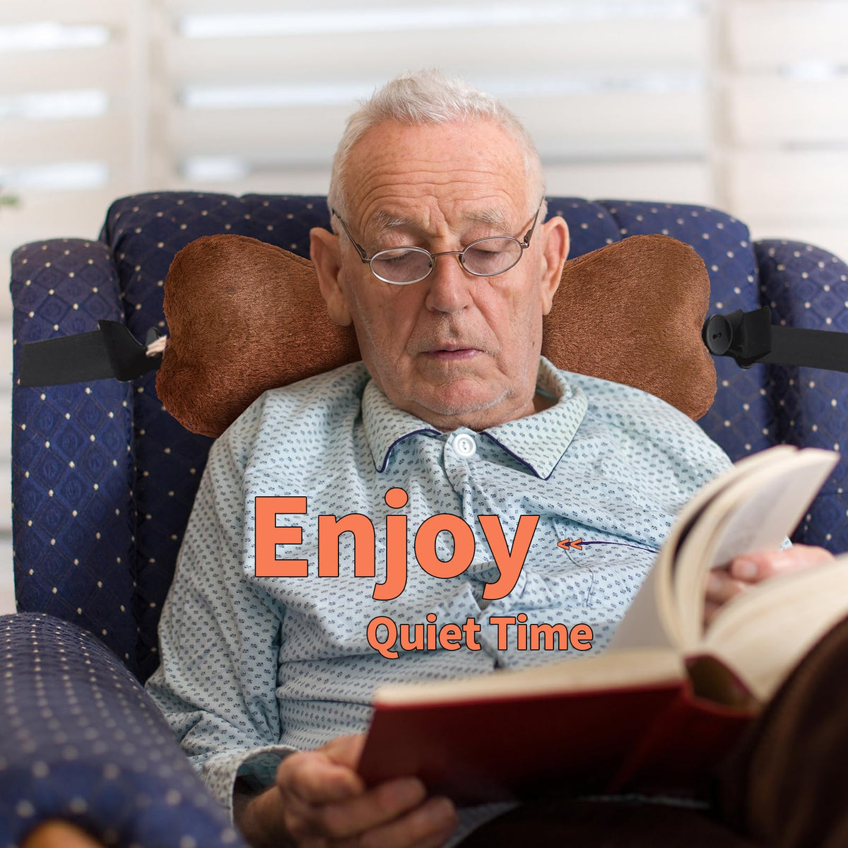 VCOMSOFT bone-shaped pillow on recliner showcases large size for head support.