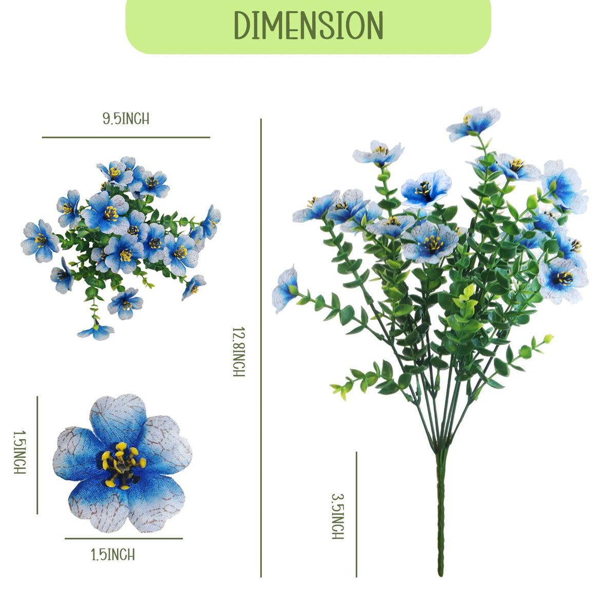 Realistic blooms and flexible stems for outdoor displays and planters.