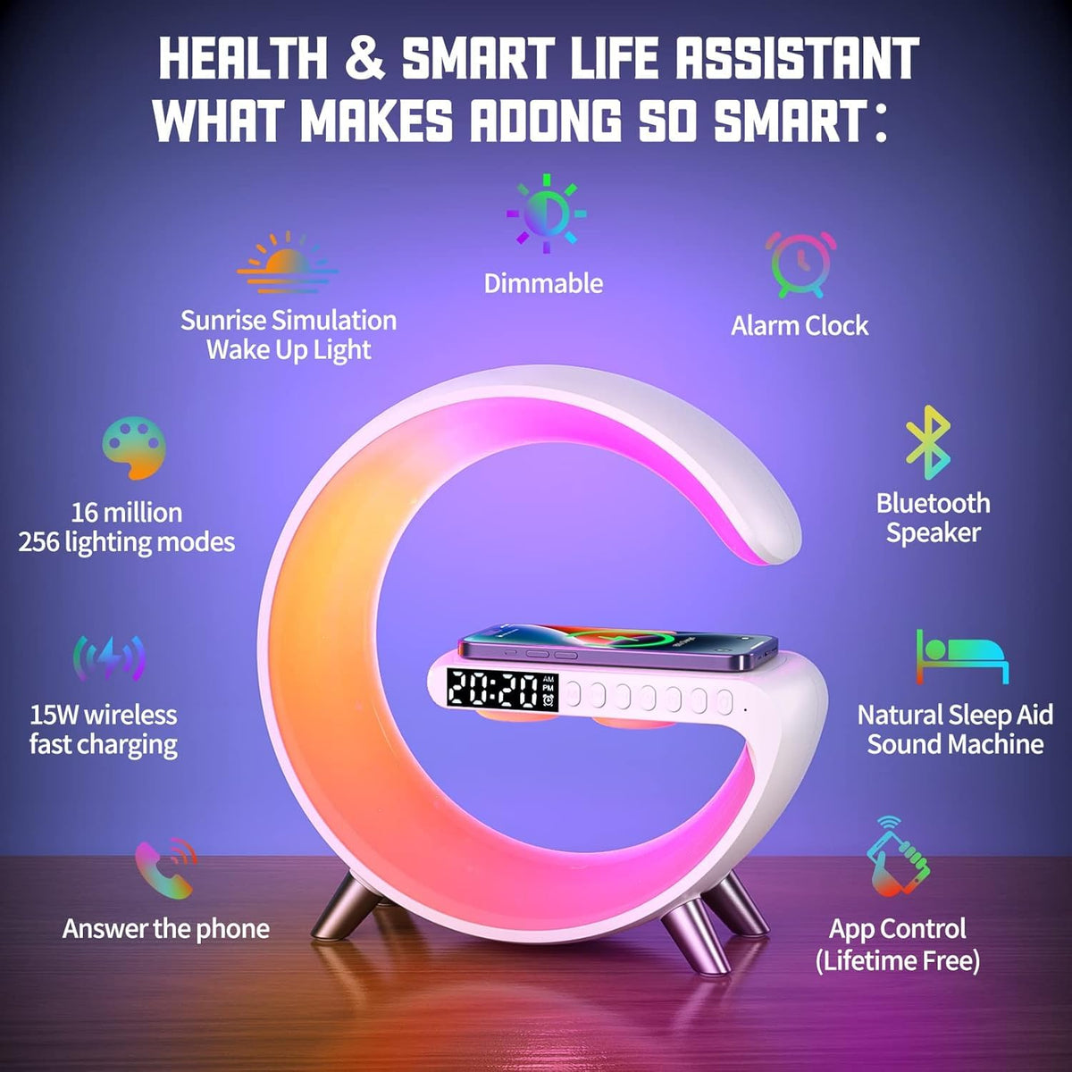 VDZZ lamp clock display helping manage routines with gentle alarms