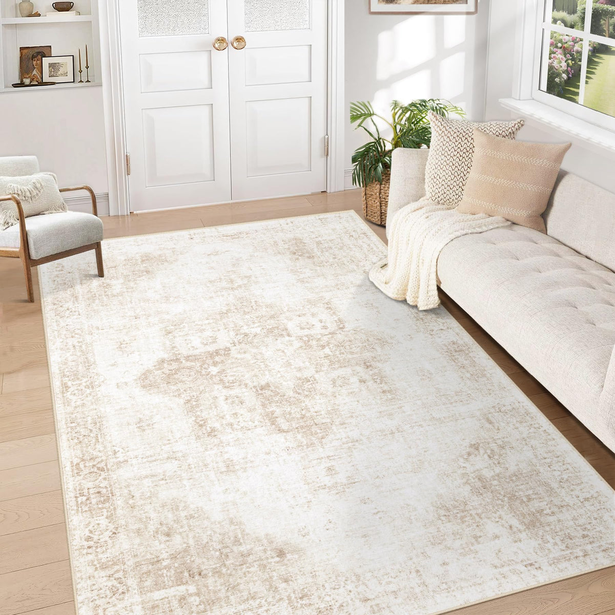 VECARF 5x7 soft microfiber area rug for plush underfoot comfort in bedrooms.