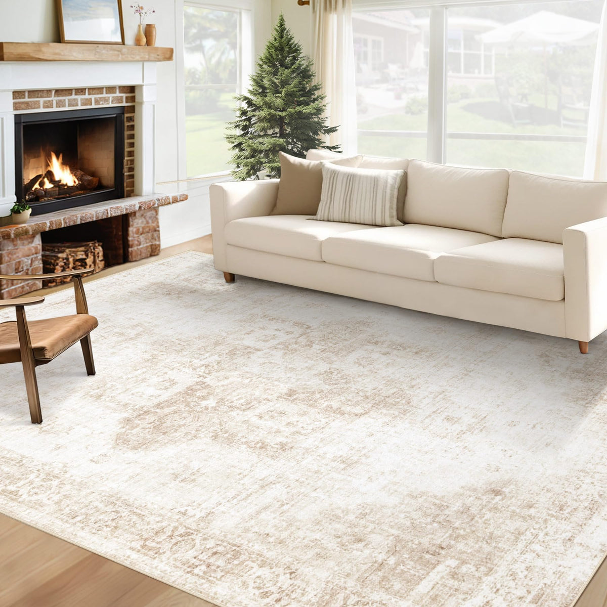 VECARF 6x9 soft-beige area rug for plush comfort underfoot in living spaces.