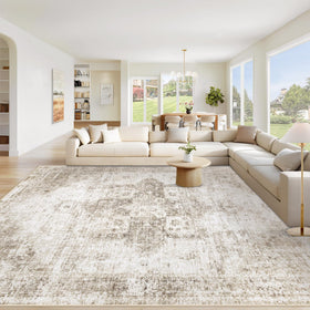 VECARF area rug 8x10 with vintage medallion design for cozy living spaces.