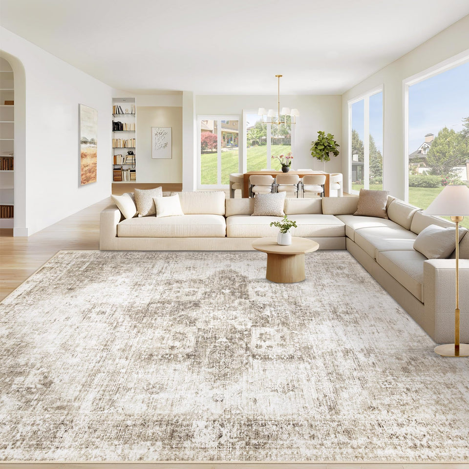VECARF area rug 8x10 with vintage medallion design for cozy living spaces.