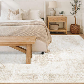 VECARF vintage-boho-medallion rug enhances retro style with easy maintenance.