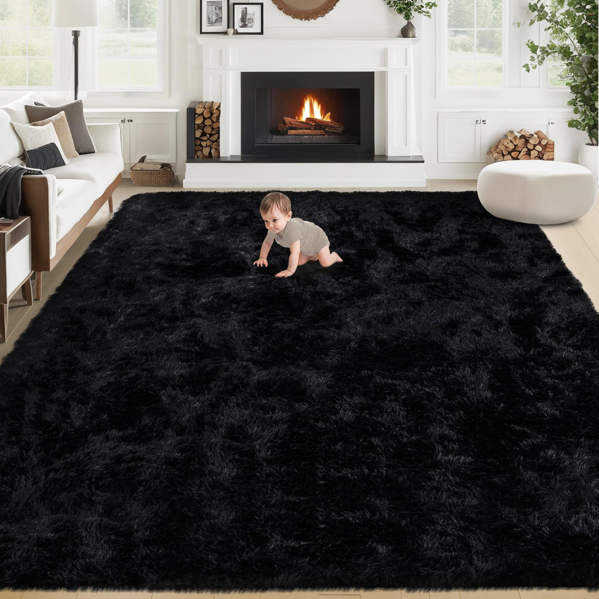 VECARF fluffy-shag-surface rug delivers cloud-soft comfort for busy family rooms.