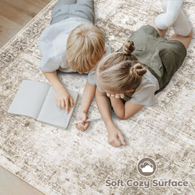 VECARF kid and pet friendly rug with low pile resists dirt and fur.