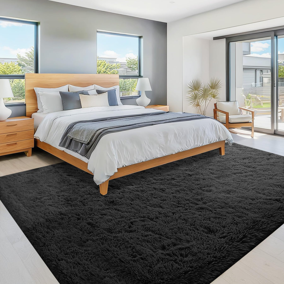 VECARF multi-room-ready-black rug softens floors and defines cozy zones.