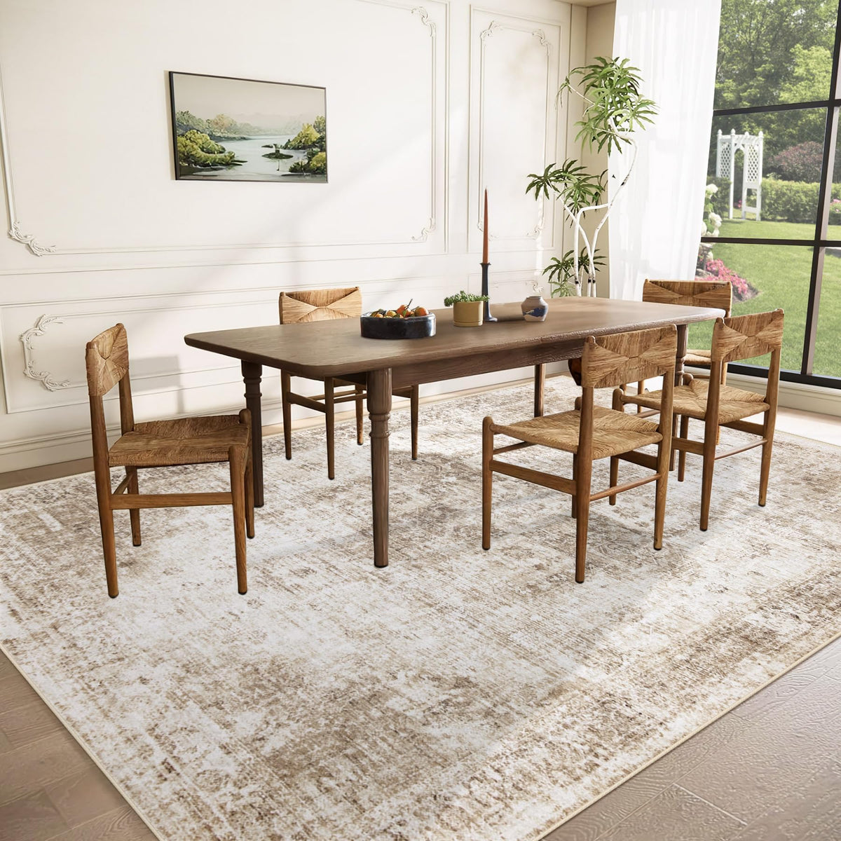VECARF Non-slip backing keeps the rug in place on busy floors.