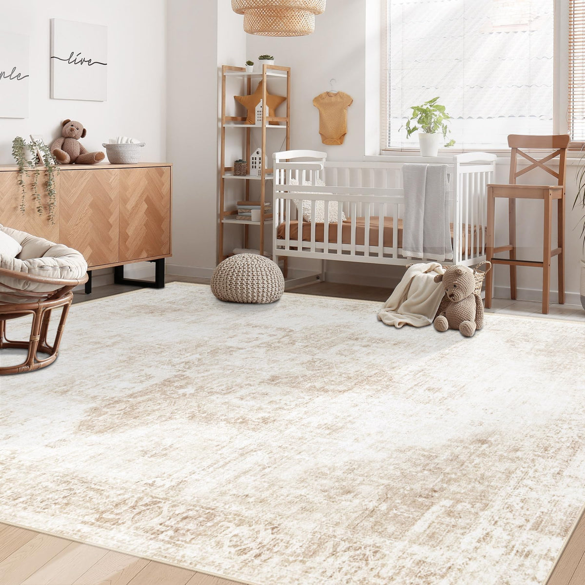 VECARF non-slip backing keeps the rug secure in high-traffic areas.