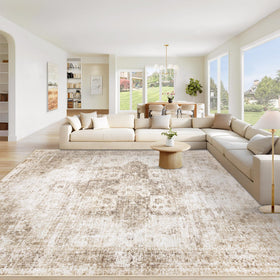VECARF washable 8x10 area rug shows soft microfiber for cozy living spaces.
