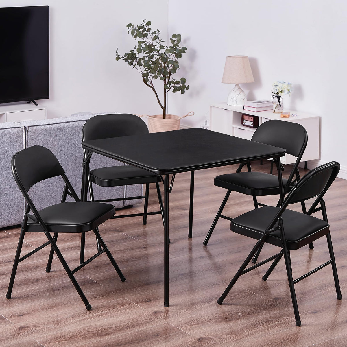 VECELO folding card table frame with durable steel construction for long-lasting use