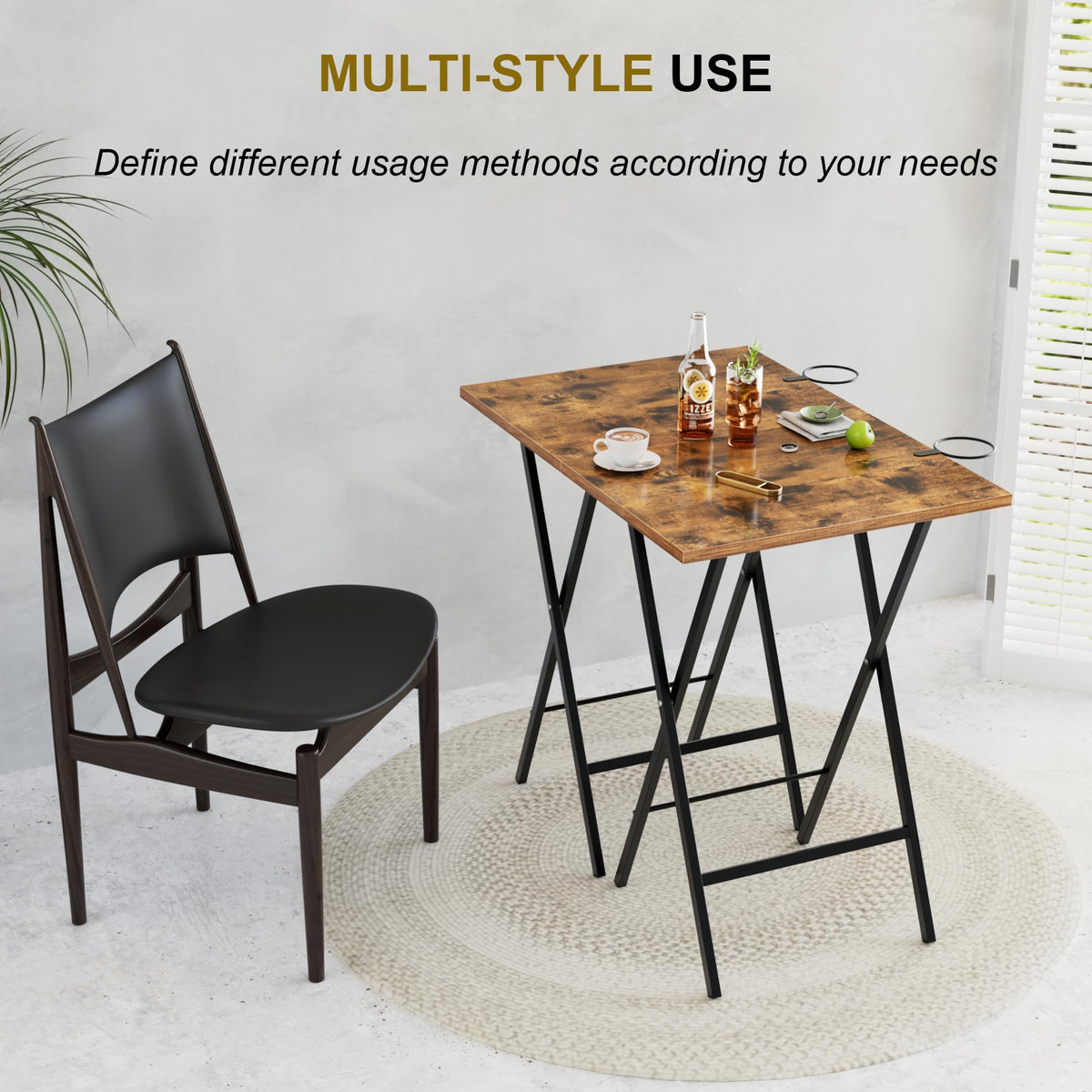 VECELO sturdy X-frame and MDF top support laptops and meals safely