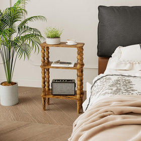 Veegle compact end table provides extra surface in small spaces.