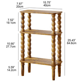 Veegle narrow end table in rustic brown fits tight spaces between sofa and wall.