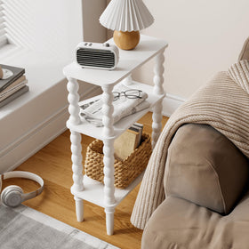 Veegle 3-tier side table with white finish for organized space.