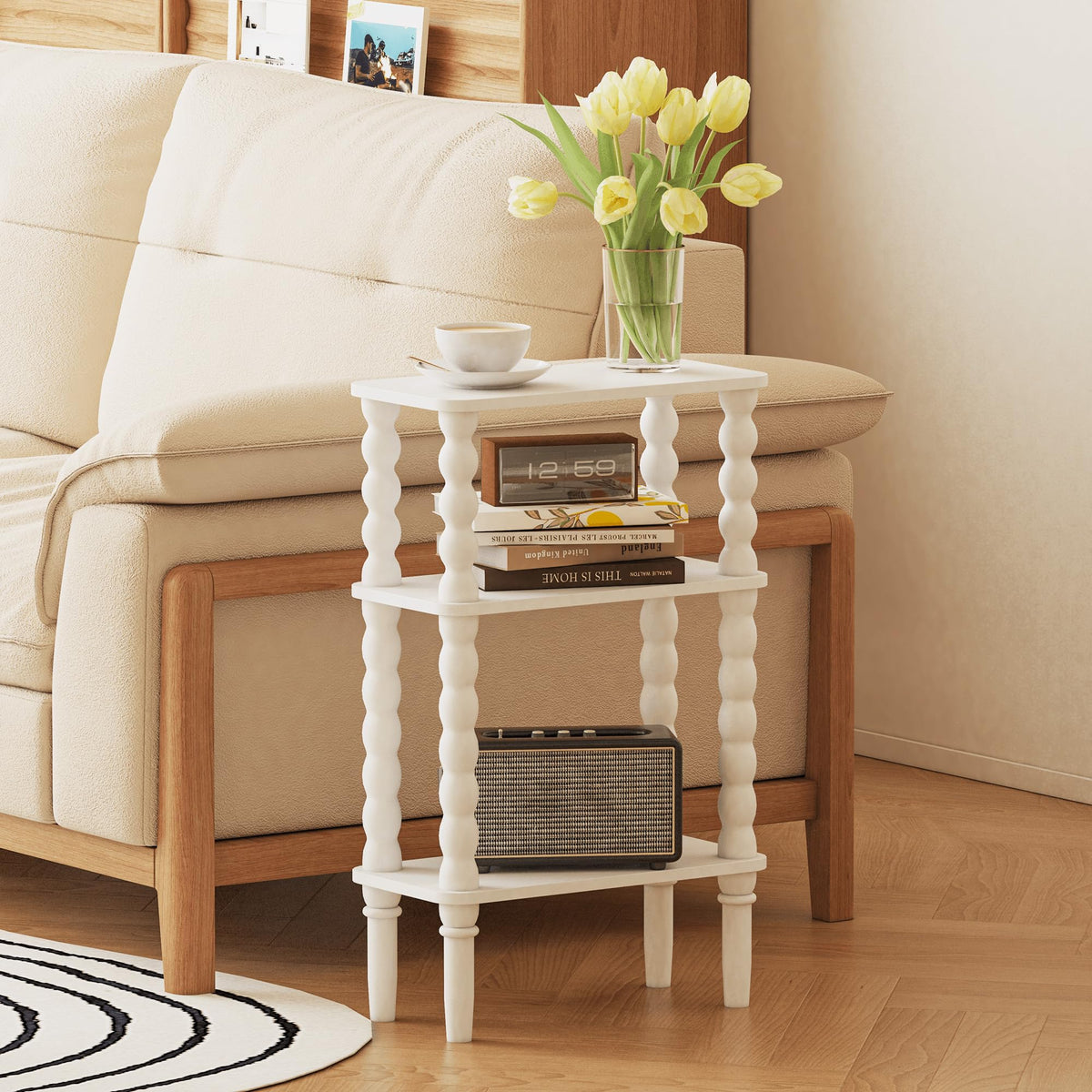 Veegle versatile end table for living room or bedroom with extra surface.