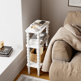 Veegle vintage wood-finish side table with rustic charm and sturdy legs.
