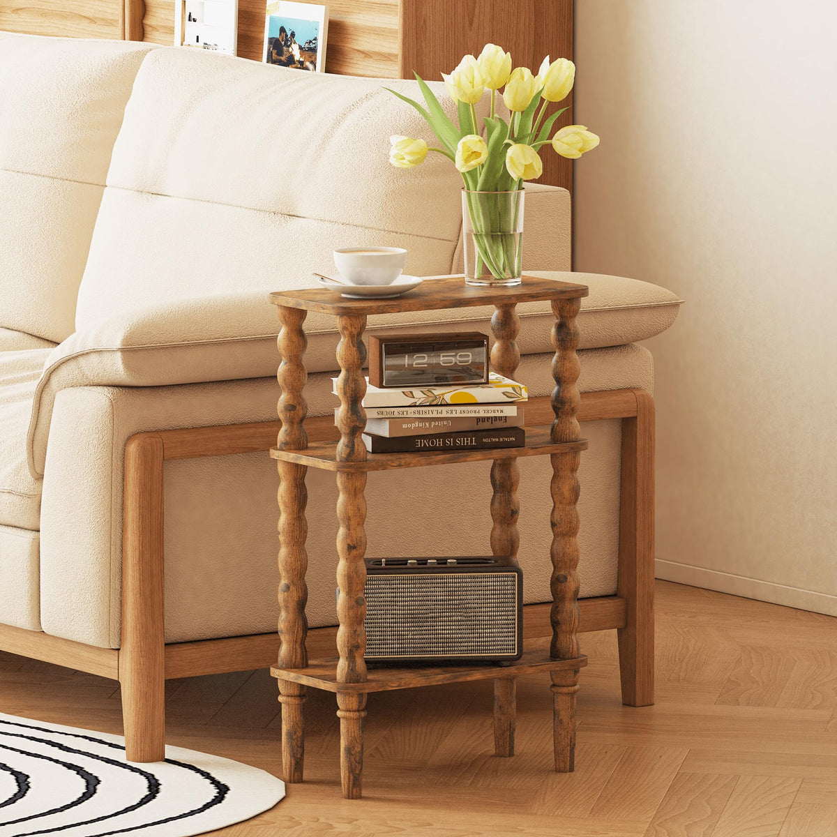 Veegle wood-grain finish surface is durable and easy to wipe clean.