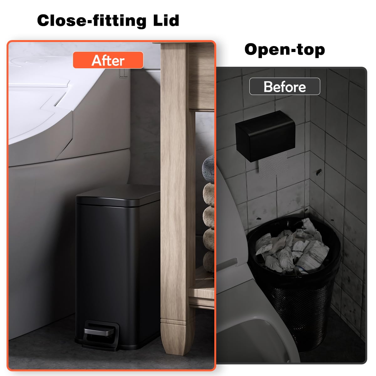 Compact trash bin designed for small spaces in home and office.
