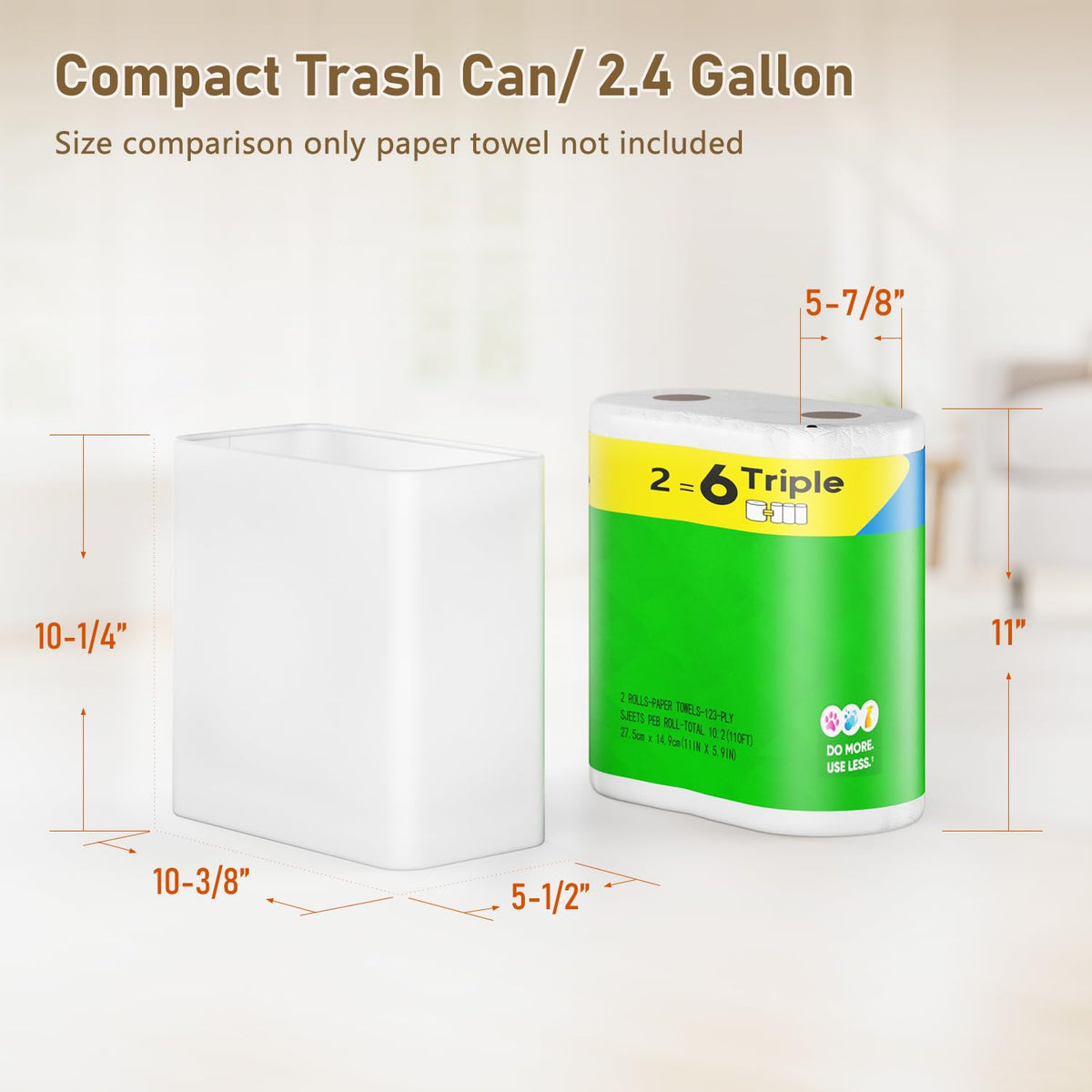 Veelesa open-top trash can features a 5.5-inch wide opening for quick disposal.